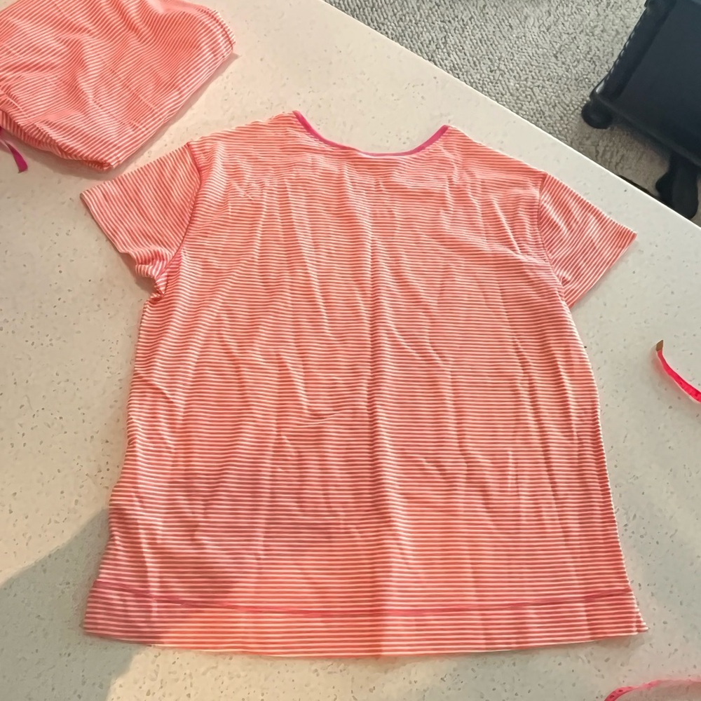 NWT Lauren by Ralph Lauren Striped Orange and White Pajamas - Picture 3 of 13
